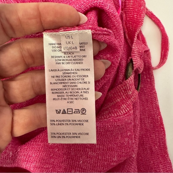 NWOT Free People Beach Pink Knit Ring Front Tank Top Size Large - Picture 7 of 10
